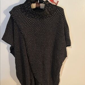 Simply Noelle Black and Gray Knit Poncho